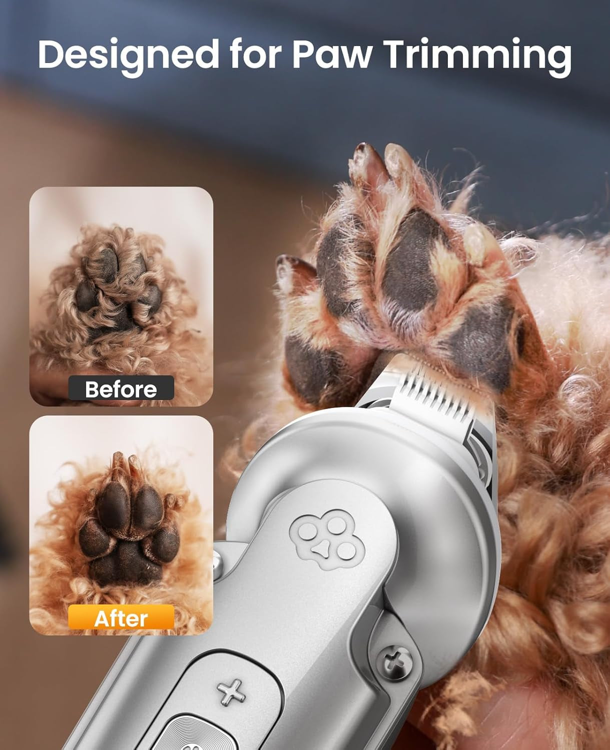 Oneisall Small Dog Clippers and Paw Trimmer with Low Noise, 4 - in - 1 Cordless Dog Grooming Kit with 3 - Level Speed Clippers (7000 RPM) for Grooming Thick Hair, Waterproof Shaver for Dogs and Cats