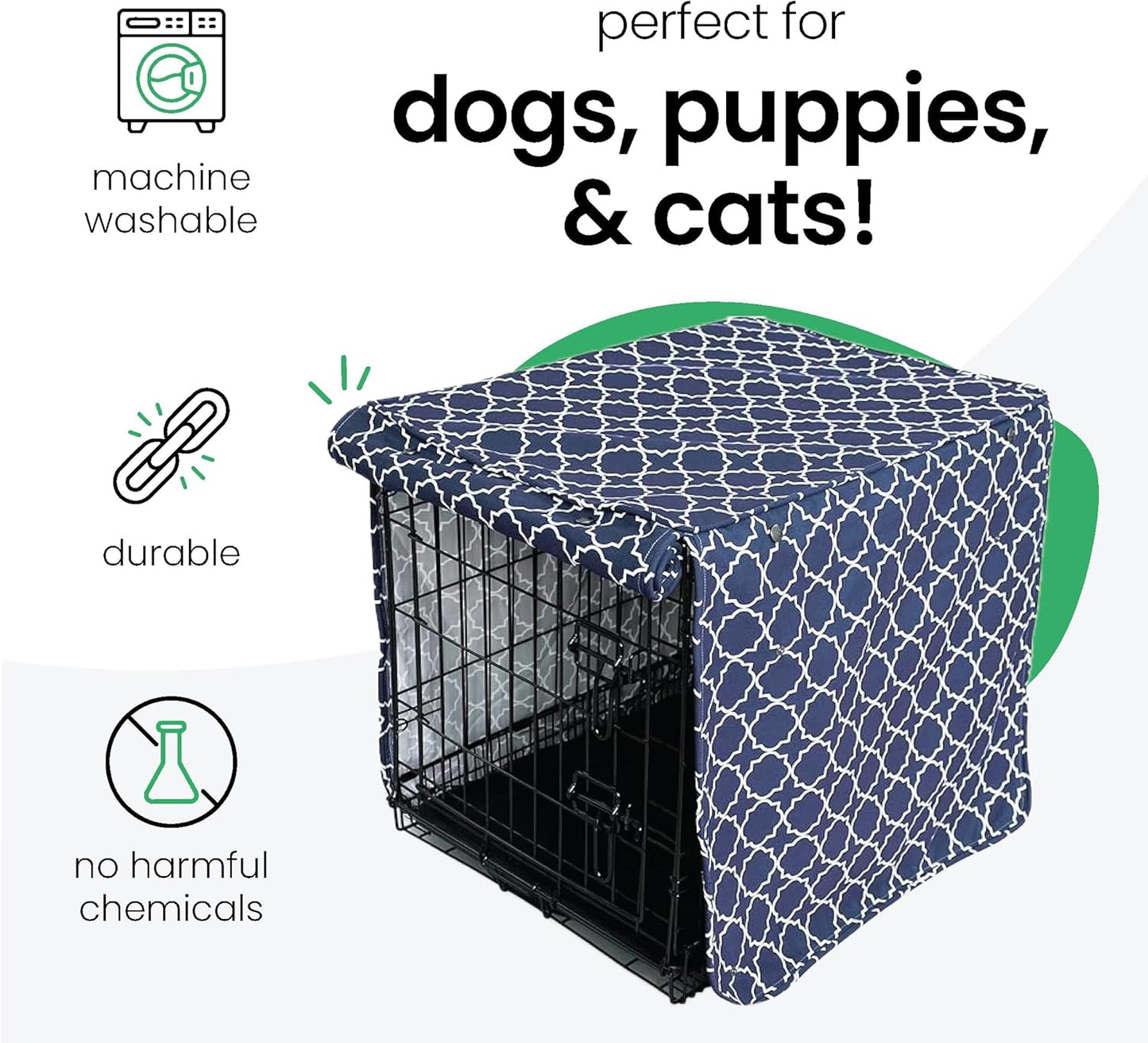 Molly Mutt Romeo & Juliet Dog Crate Cover, 100% Cotton Canvas Cover with 2 Roll-Up Panels, Ideal for Dog or Cat Crate, Durable, Washable, and Free of Harmful Chemicals, 24" X 18" X 21"