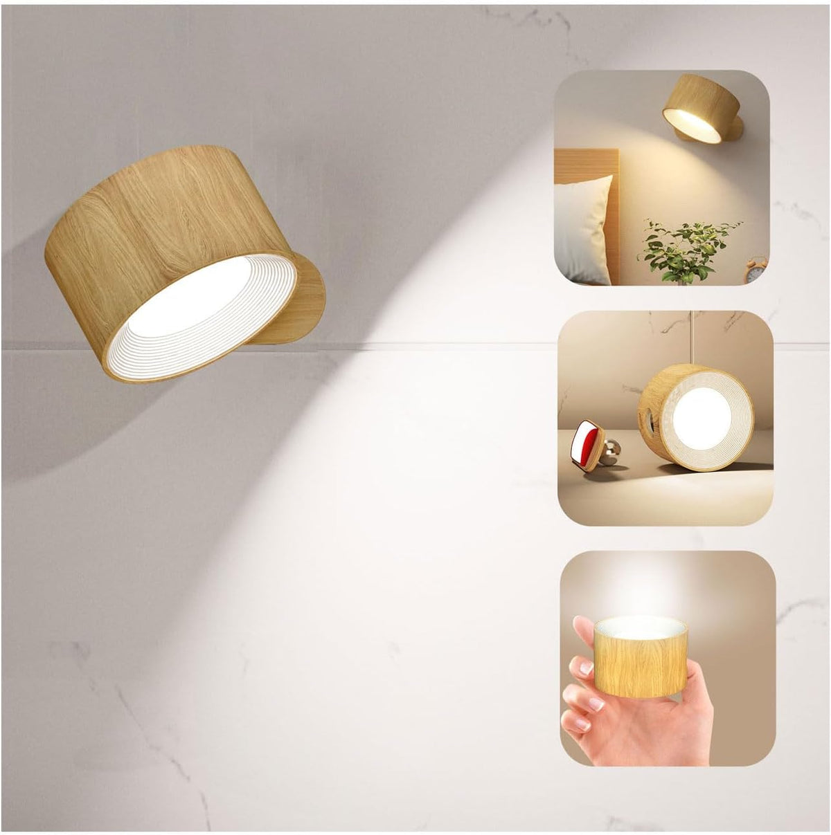 Deyagoo LED Wall Sconce, Rechargeable Wall Light for Bedroom