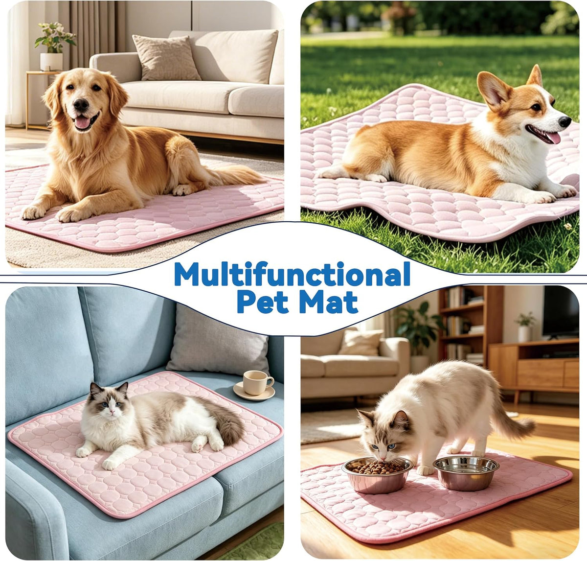 Cooling Mat for Dogs, 29" X 39" Thick & Reversible Cat Cooling Mat, for Large Pets, Breathable Summer Ice Silk Cooling Pad Portable Washable Kennel Mat in Outdoor Summer, Car, Home