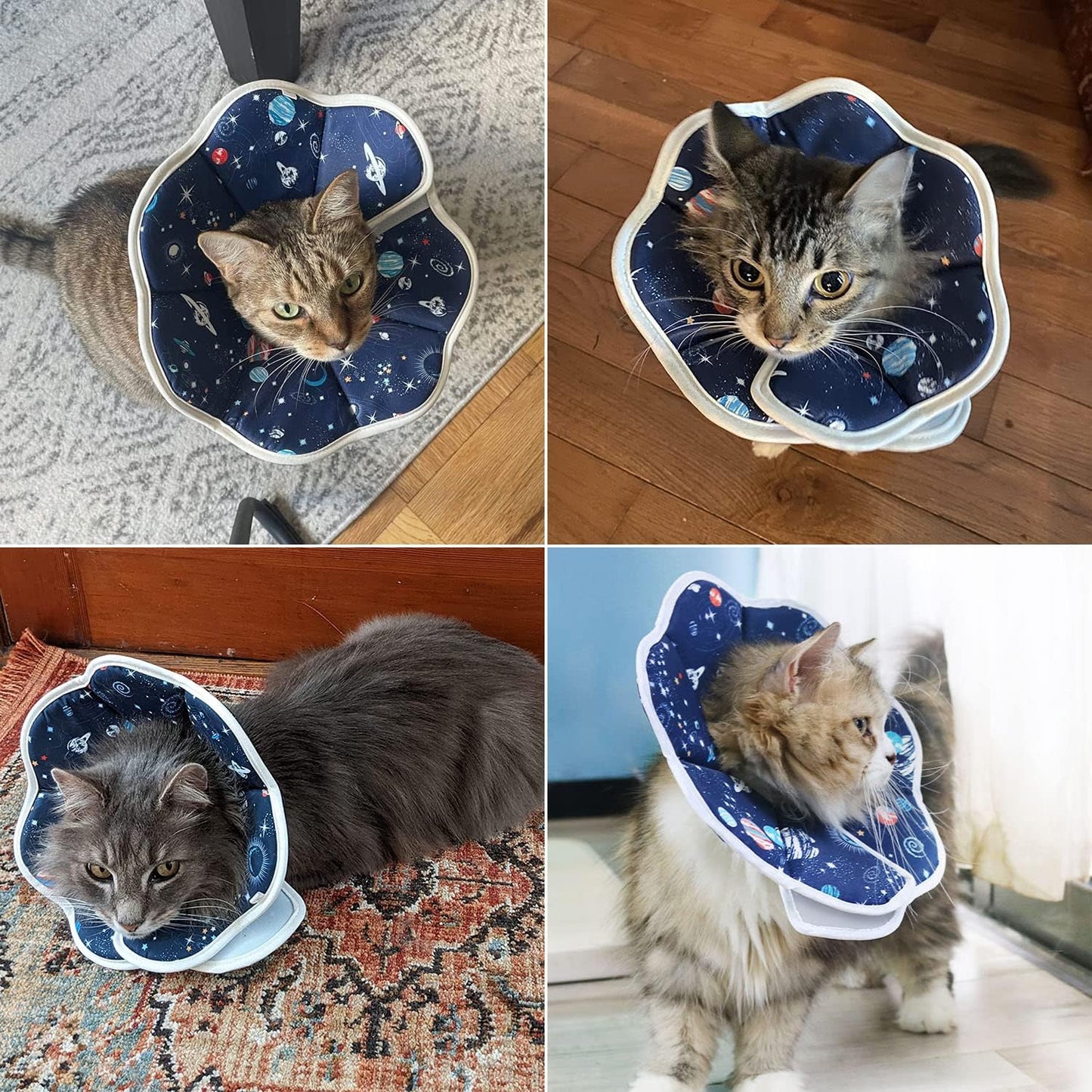 Soft Cat Cone, Adjustable Recovery Collar after Surgery to Prevent Licking Wound, Protective Cat Neck Cone, Comfortable Pet Elizabethan Collar for Cats Kittens and Puppies (S)