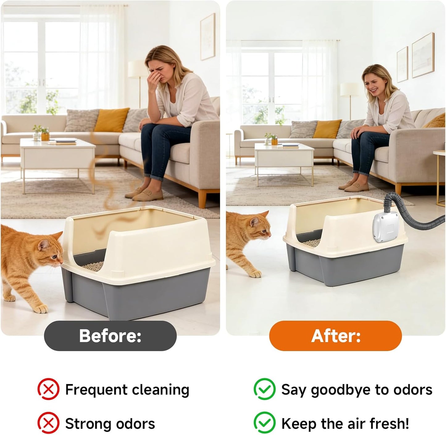 Fan for Smart Litter Boxes, Ultra-Quiet Operation, Universal Design Compatible with Most Automatic Litter Boxes