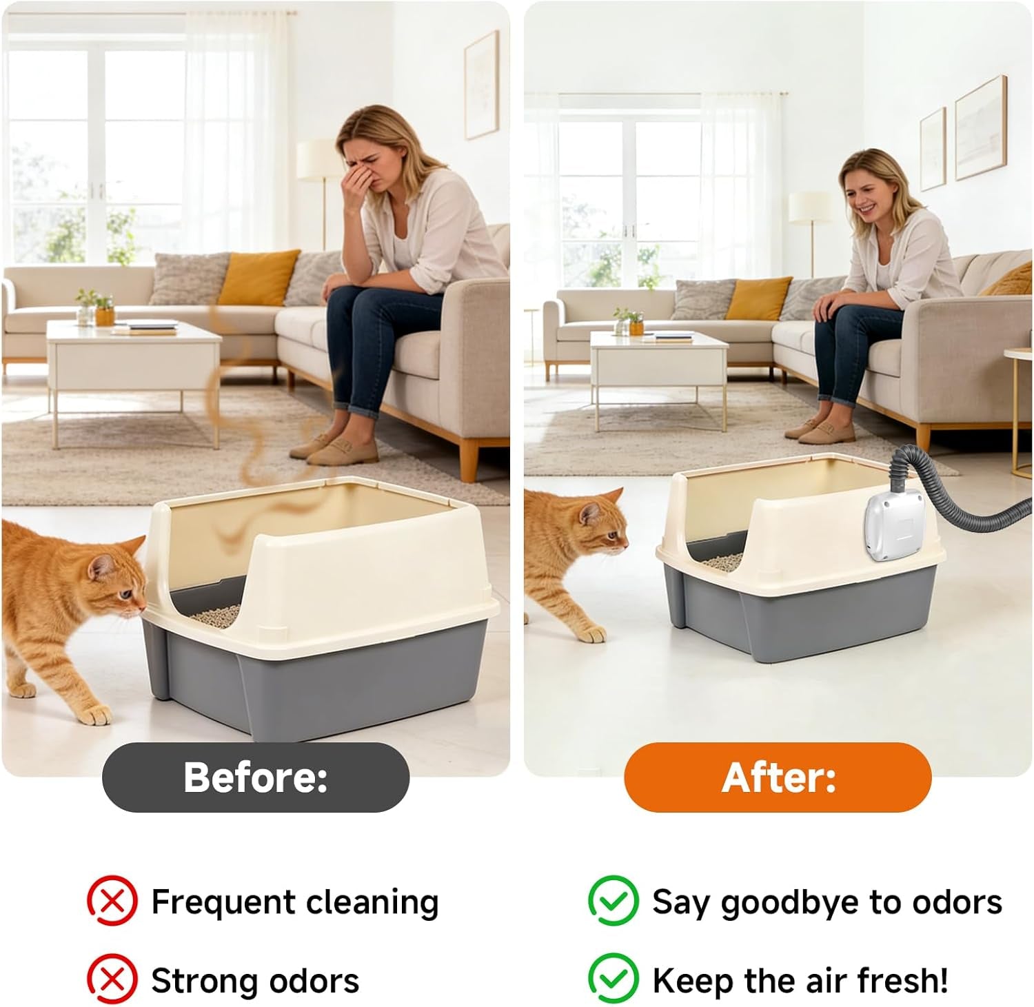 Fan for Smart Litter Boxes, Ultra-Quiet Operation, Universal Design Compatible with Most Automatic Litter Boxes