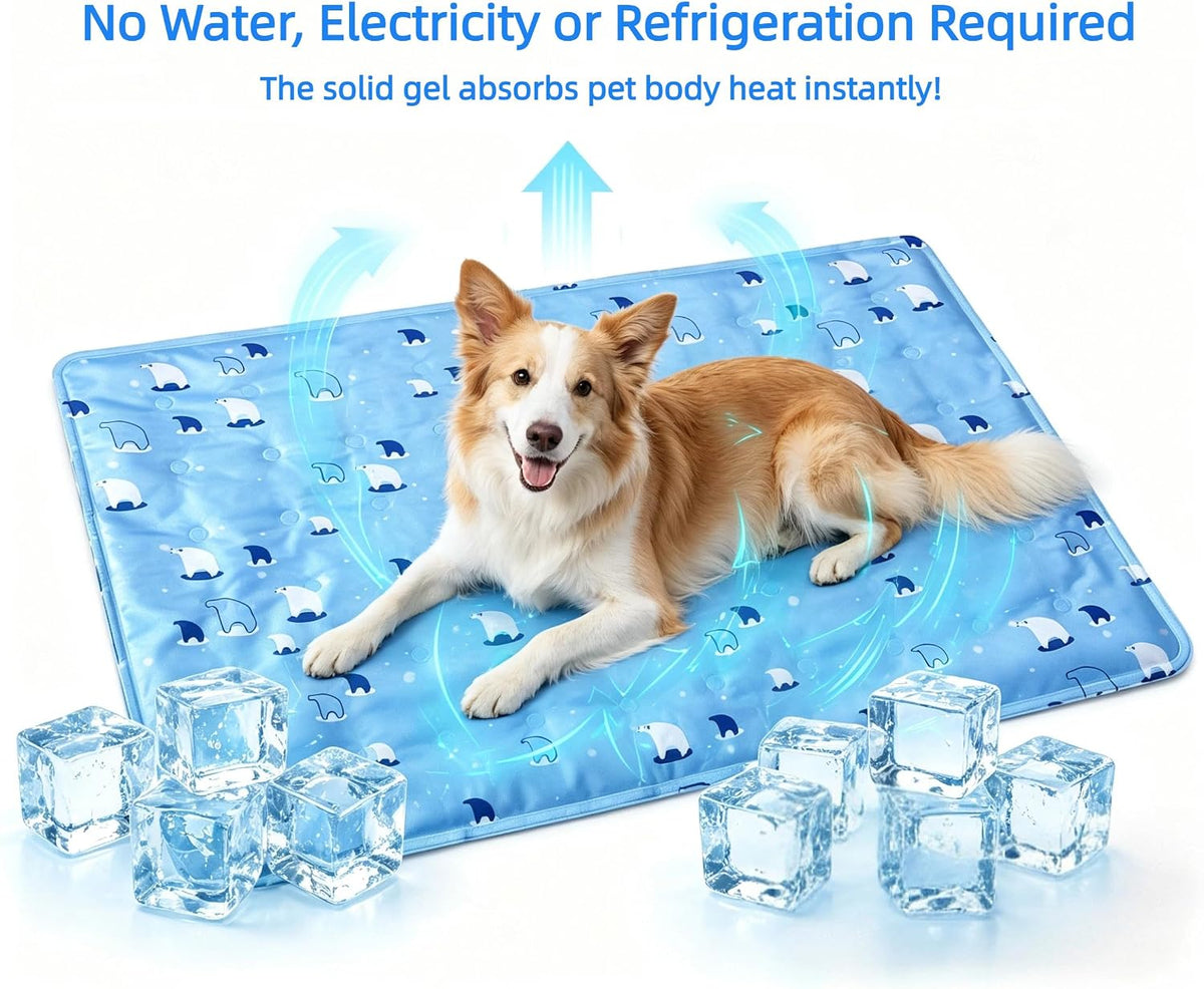 Zeqi Gel-Filled Cooling Mats for Cats Dogs Pets 35''X24'', Water-Proof Surface, Summer Dog Cool Mat, Cooling Cat Bed, Cool Mat, Ice Mat, Seat Cushion for Summer (Large, Animal Print)