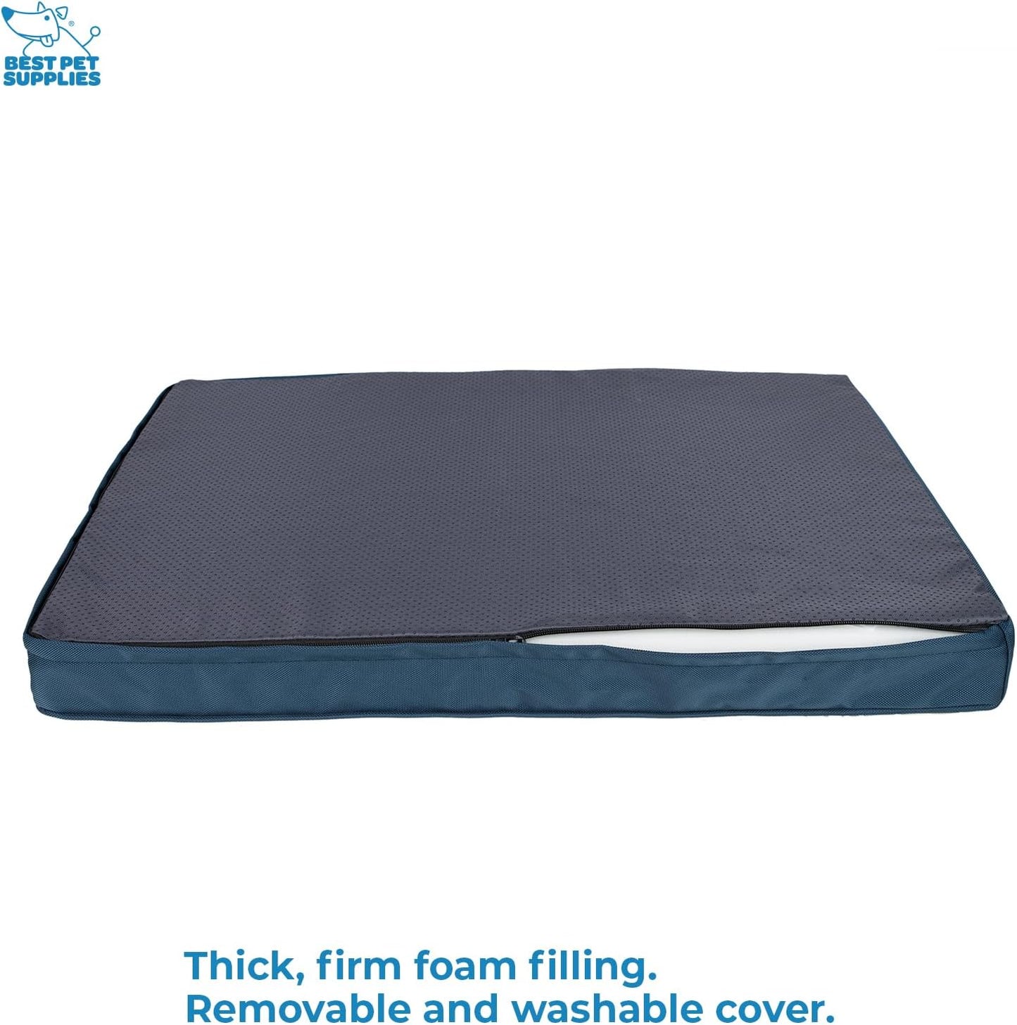 Orthopedic Dog Bed with Memory Foam, Washable Dog Crate Mat for Small, Medium & Large Dogs, Thick Mattress for Crates, Kennels or Floor, Waterproof Pet Bed - Blue, 24 X 16 X 3