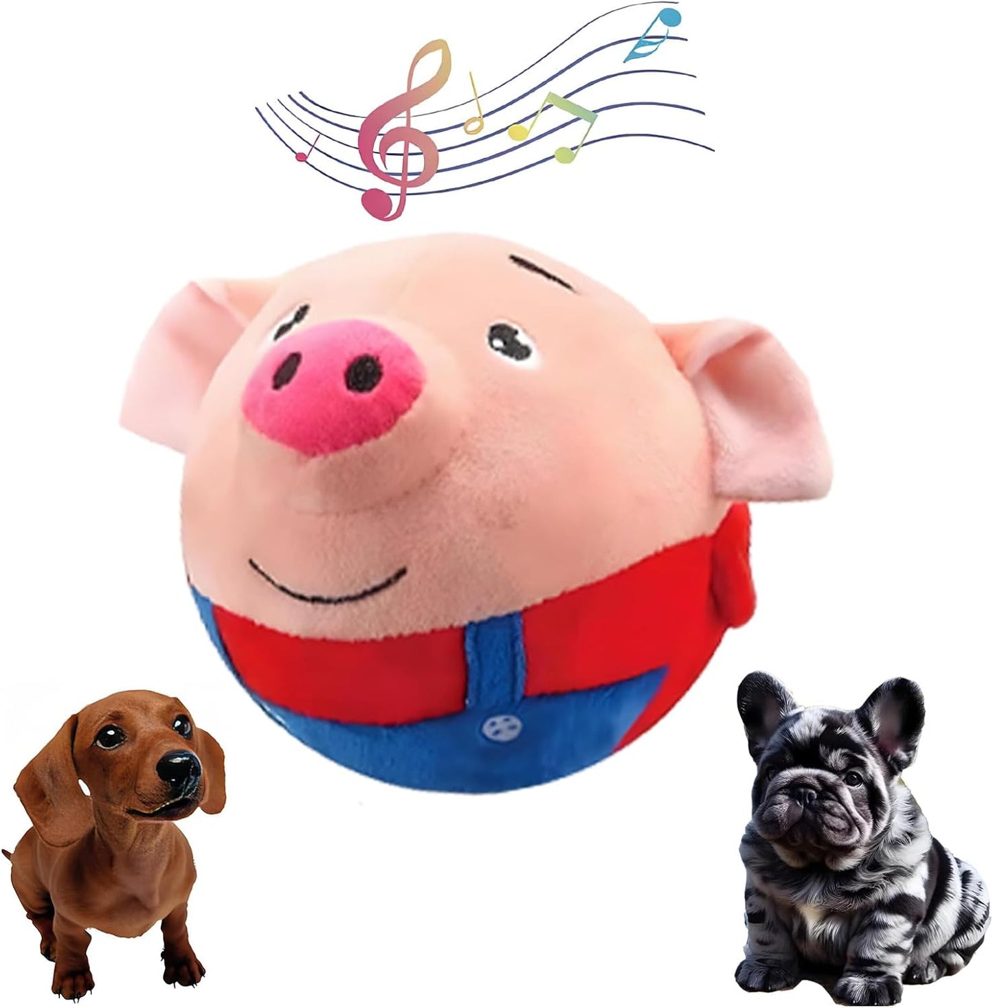 Interactive Dog Toys, Active Moving Pet Plush Toy, Squeaky Dog Ball Toy with Recording Sound, Cute Cartoon Design for Small Medium Large Dogs, Durable & Washable Interactive Plaything (Red Pig)