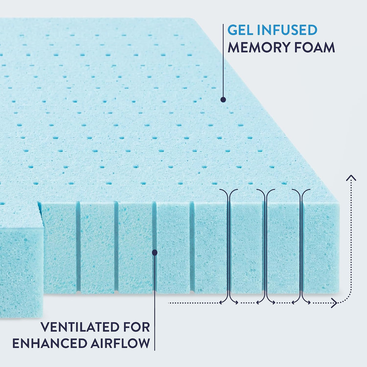 Best Price Mattress 3 Inch Ventilated Memory Foam Mattress Topper, Cooling Gel Infusion, Certipur-Us Certified, Dorm Essentials, Queen