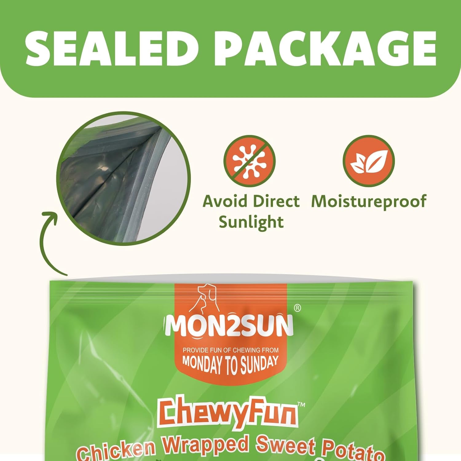 MON2SUN Chicken Wrapped Sweet Potato Dog Treats for All Breeds, Rawhide-Free Soft Chews for Training, No Artificial Colors, 25 Oz