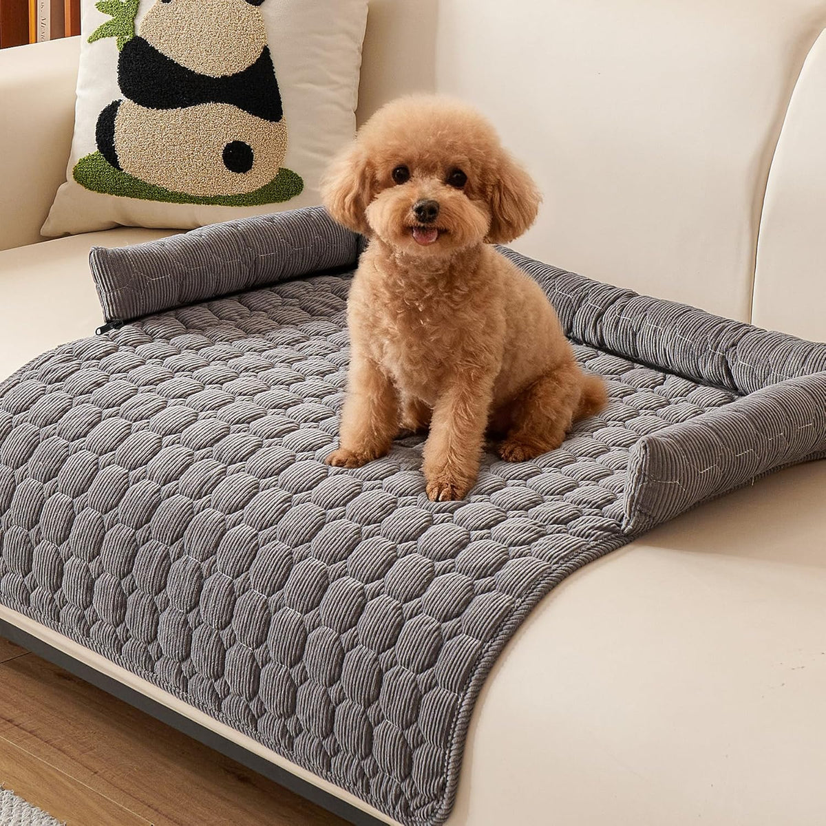 Dog Couch Bed - Non-Slip Washable Pet Sofa Cover for Dogs & Cats | Soft Plush Furniture Protector for Couch, Sofa & Chair | Gray 45X37Inch