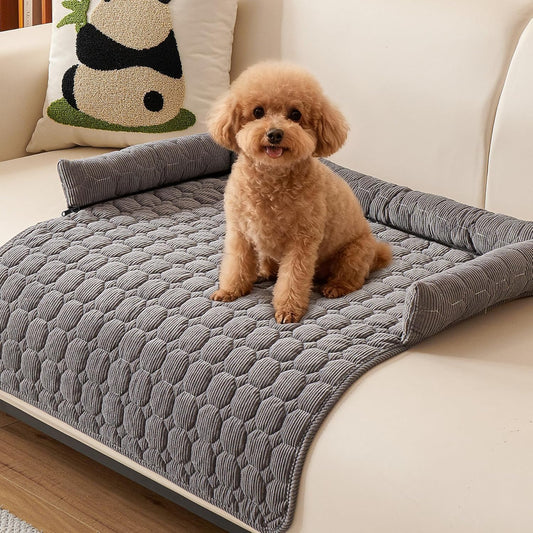 Dog Couch Bed - Non-Slip Washable Pet Sofa Cover for Dogs & Cats | Soft Plush Furniture Protector for Couch, Sofa & Chair | Gray 45X37Inch