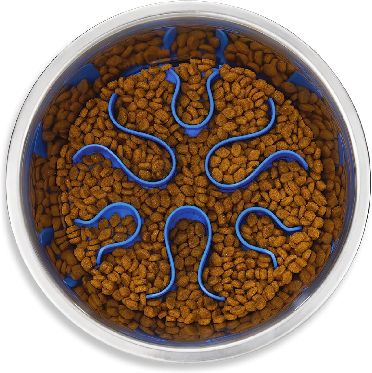 Outward Hound Fun Feeder Stainless Steel Slo Bowl for Dogs, Medium, 8.3"