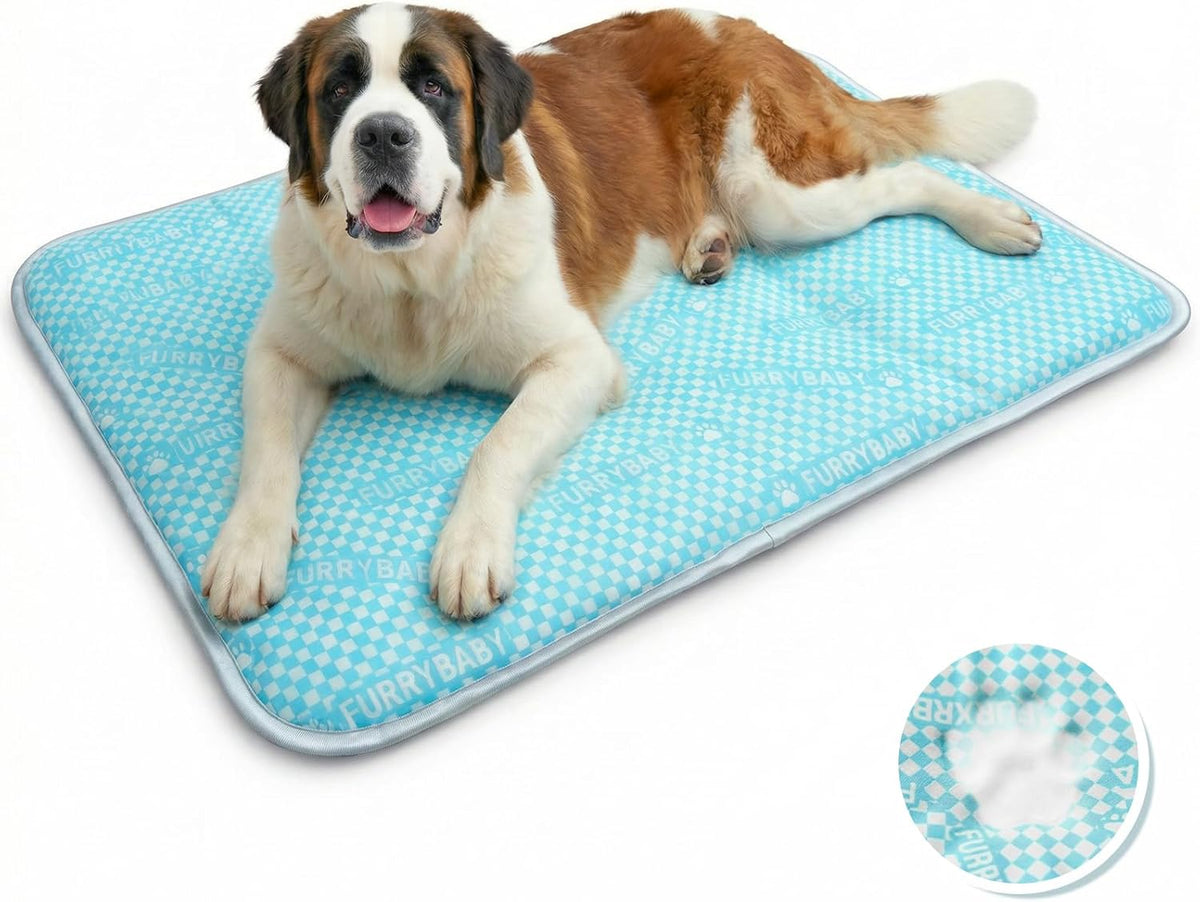 Furrybaby Dog Cooling Mat, Washable Thick Mat for Dogs Cats, 44X32, Sea