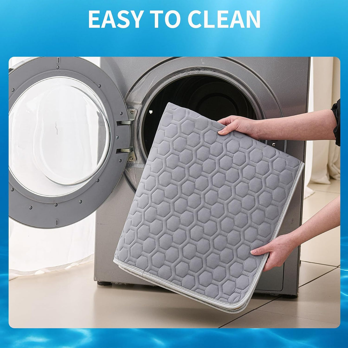 HAOMAIJIA Pet Cooling Mat for Dogs Thick Soft Washable Dog Cooling Mat Indoor Upgrade Waterproof Non-Slip Self Cooling Pad for Dog and Cat (Grey, 26'' X 36'' Large)
