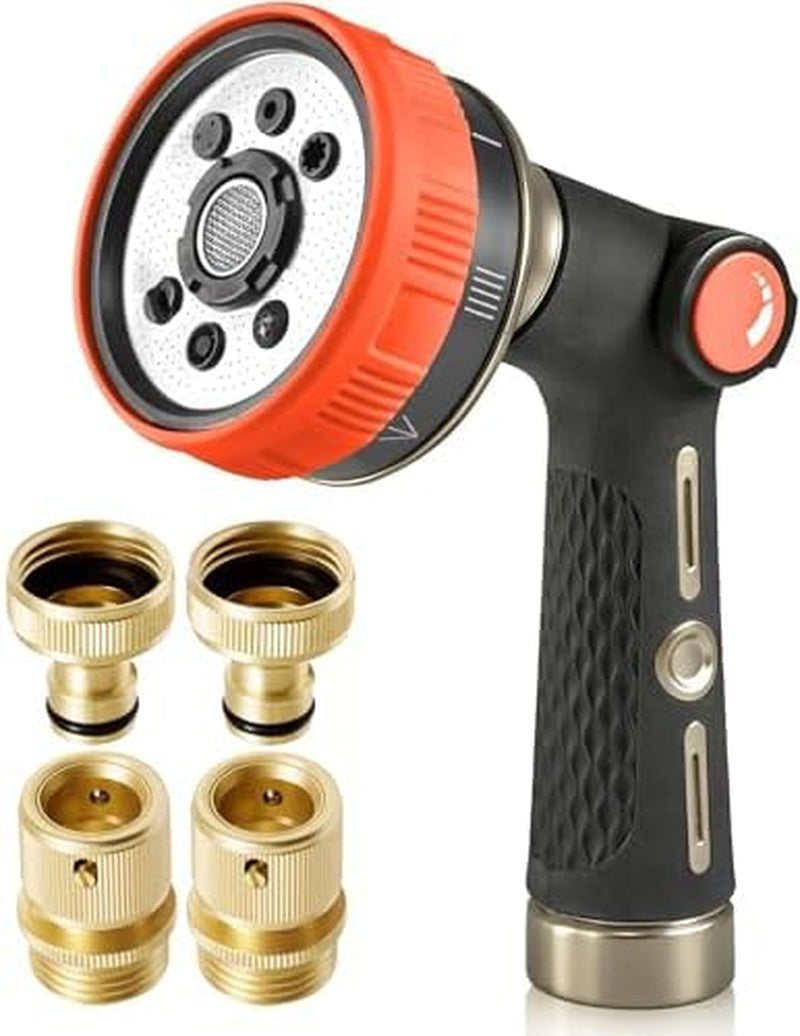 Rainpoint Spray Nozzle & Quick Connect Kit | Zinc-Brass 8-Mode Water-Saving Combo