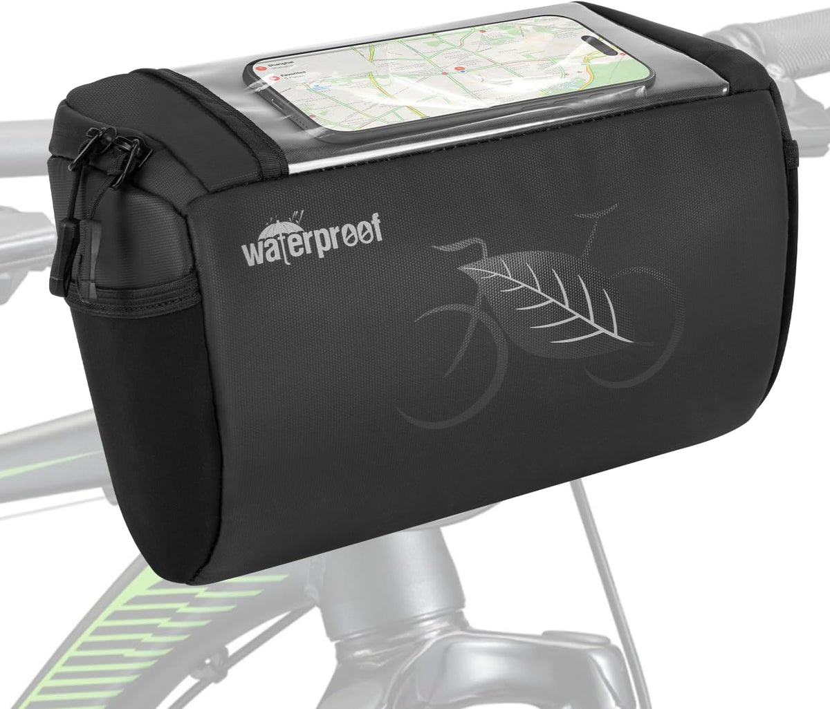 WOTOW Bike Front Basket Handlebar Bag with Touch Screen Phone Holder, 3L