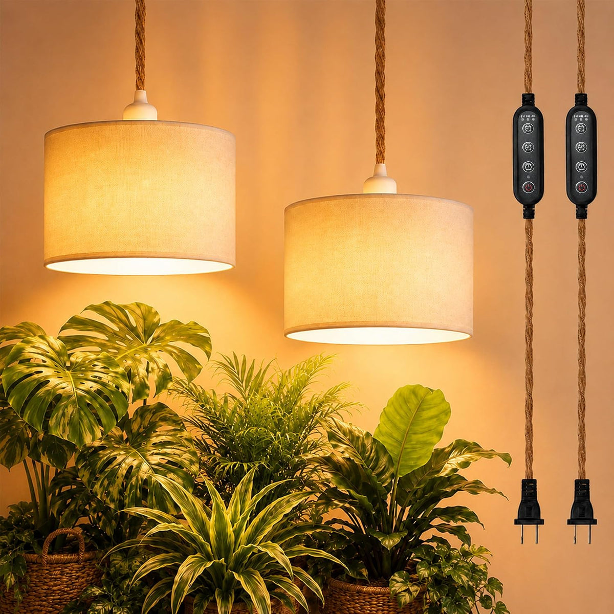 2 Pack Hanging Grow Light for Indoor Plants, Full Spectrum LED