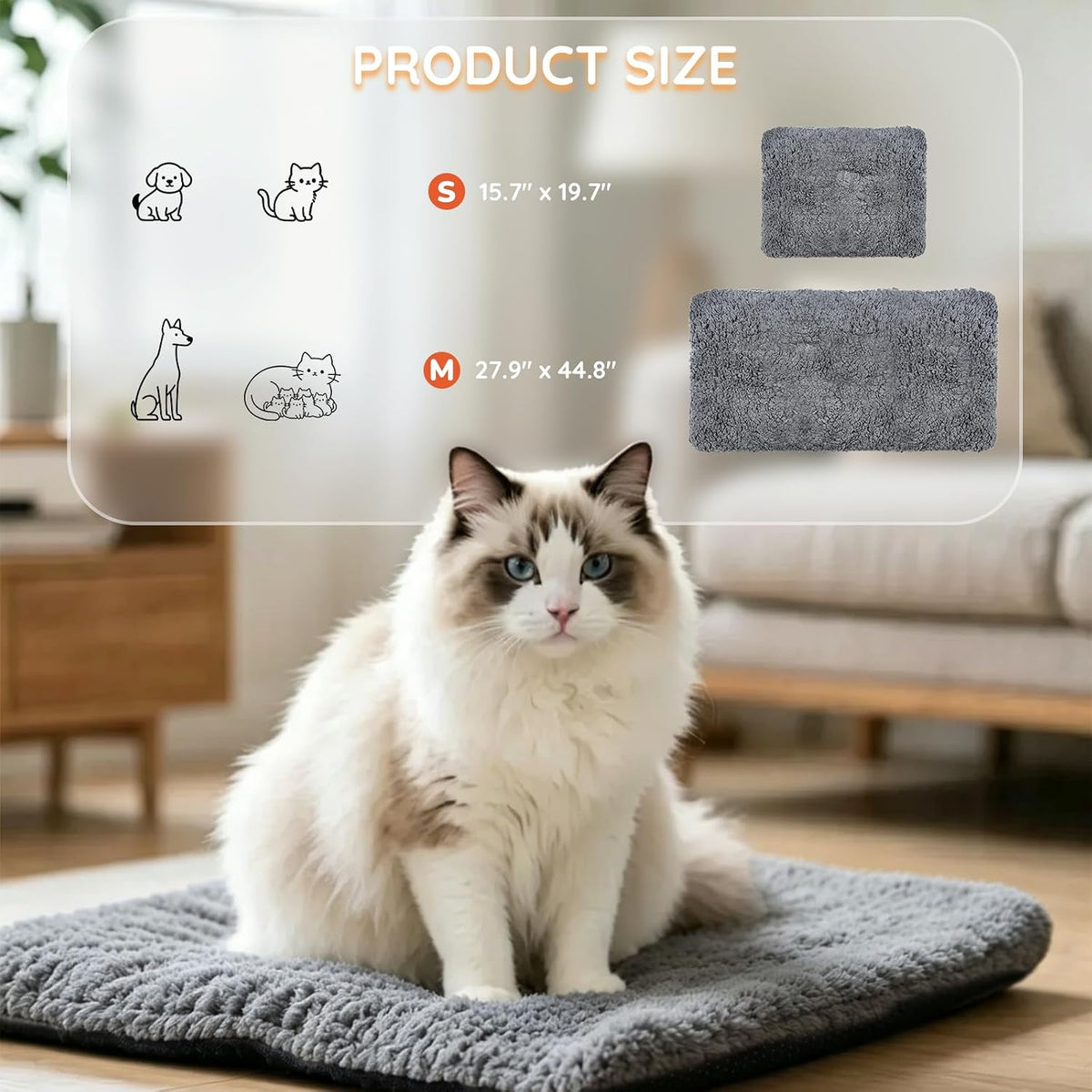 Mufico Self Warming Cat Bed Mats, Black, 19.6"X 15.7"