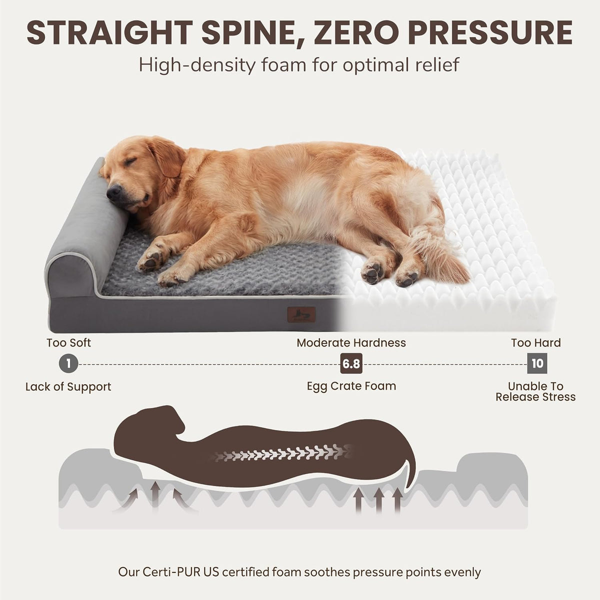 Orthopedic Large Dog Bed，Washable Dog Couch for XL Senior Dogs