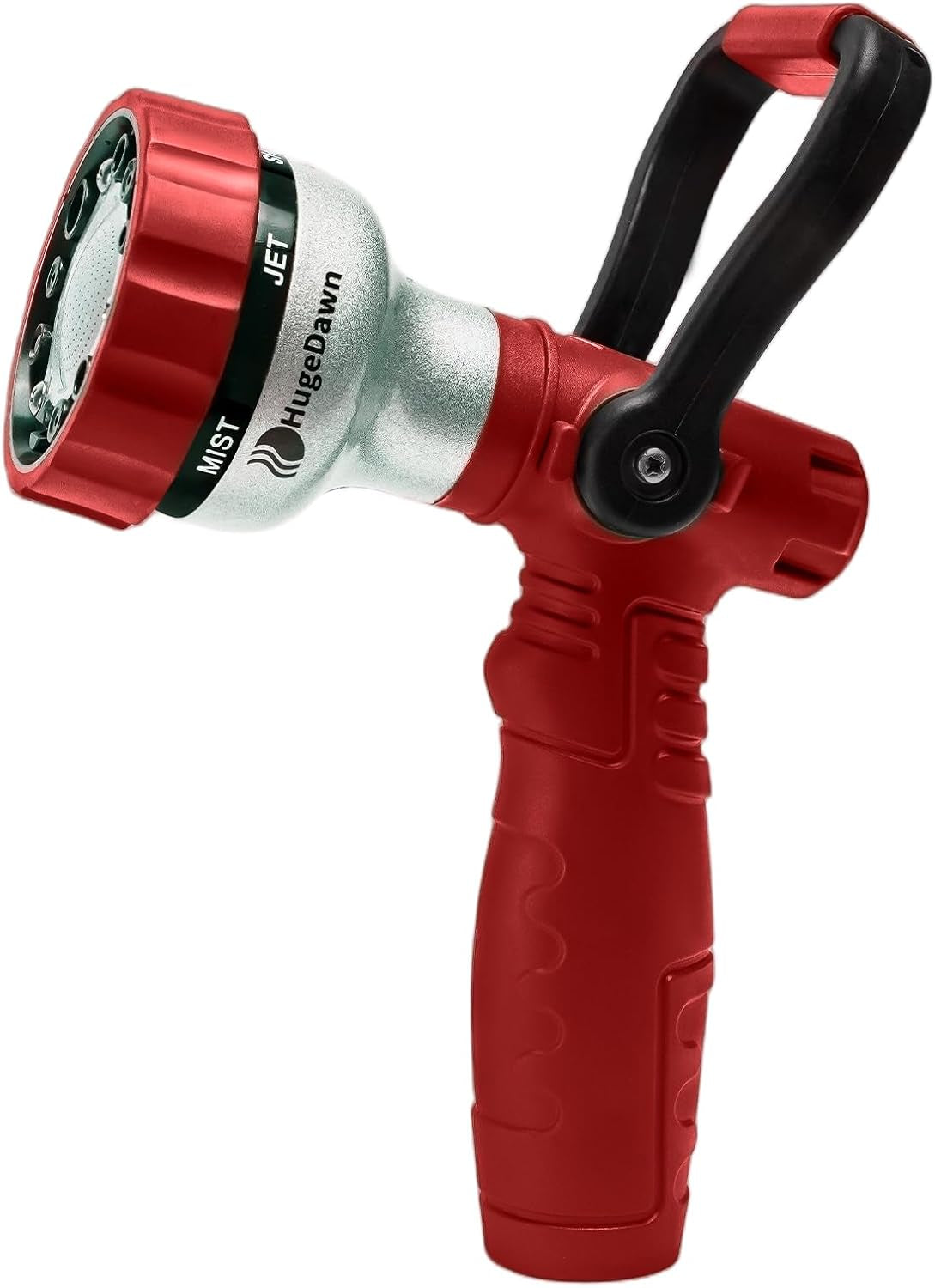 Hugedawn Garden Hose Nozzle, 6 Spray Patterns Heavy Duty Metal Water Nozzle with High Pressure for Watering, Cleaning, Washing (Red)