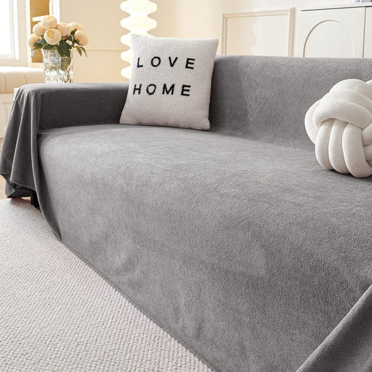 MYSKY HOME Couch Covers for Dogs, Non-Slip Sofa Slipcover, 91"X134", Grey
