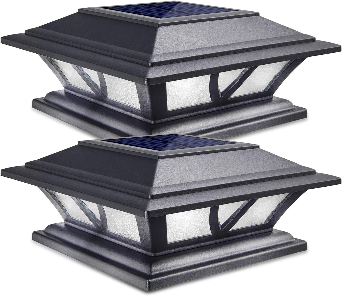 Siedinlar Solar Post Lights Outdoor 2 Modes LED, 2 Pack Black (Warm/White)