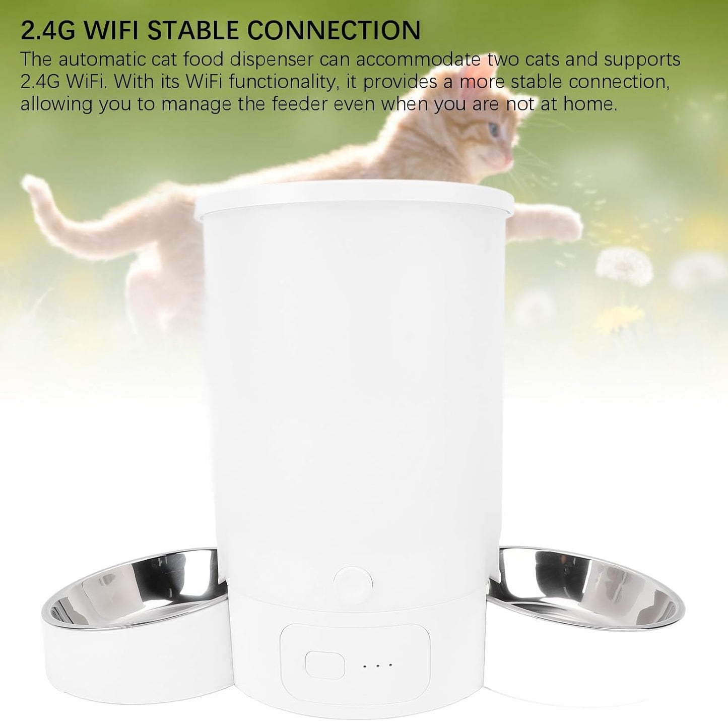 Automatic Cat Feeders, 3L Timed Cat Dry Food Dispenser, Dual Power Supply, Programmable Portion Size, 1 to 6 Meals per Day, Auto Pet Feeder for Cats and Small Dogs