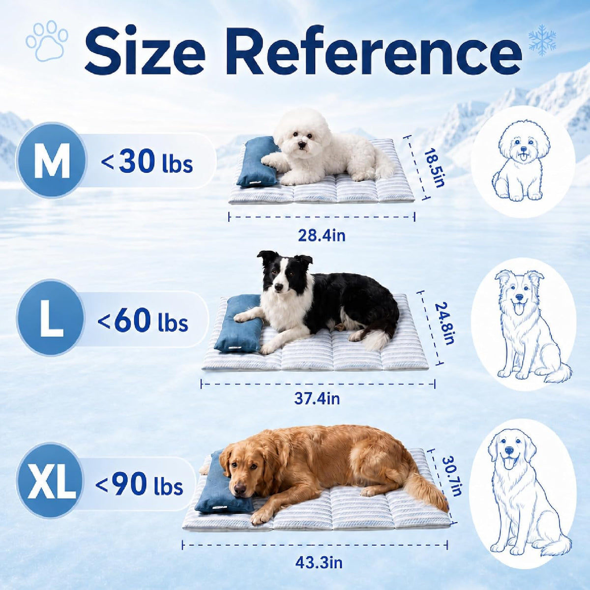 Dog Cooling Mat for Extra Large Dogs, Cooling Bed for Dogs with Pillow