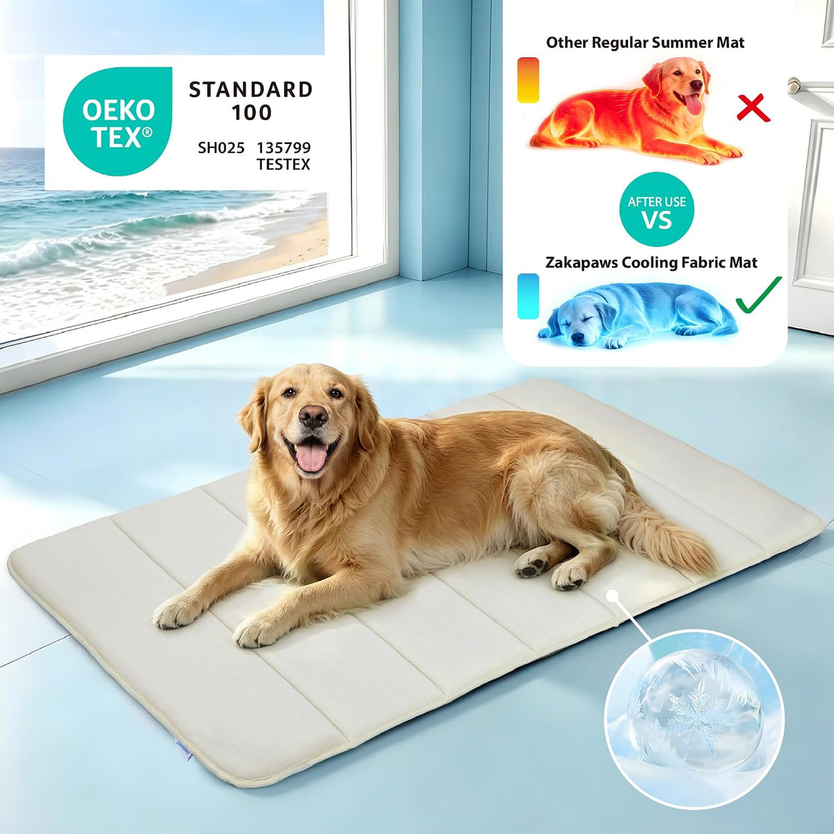 Dog Cooling Mat for Large Dogs, 35"X23" Memory Foam Pet Pad
