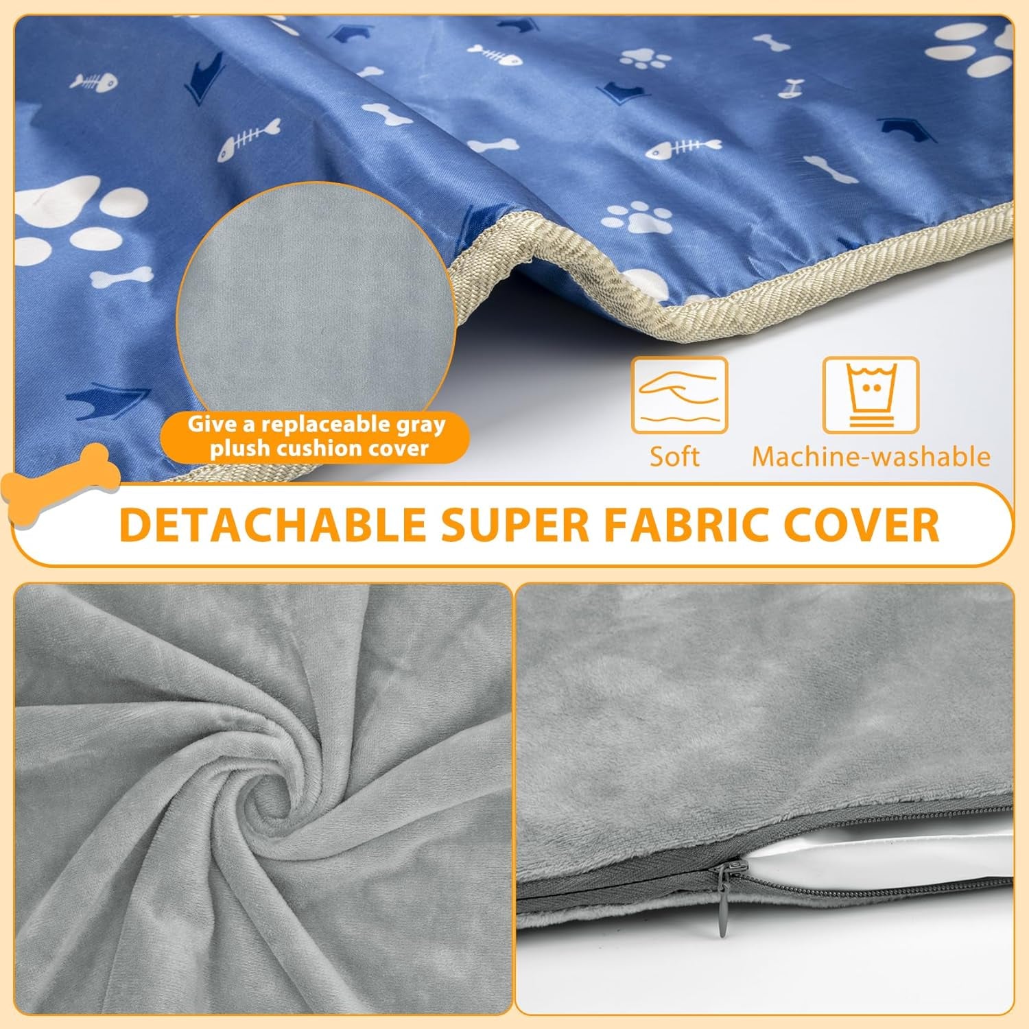 Dog Heating Pad 32"*18" for Outdoor Cat, Heated Dog Bed with Adjustable Temperature & Timer, Indoor Warming Waterproof Pet Heating Pad Mat with Chew Resistant Cord, Replacement Cover for Puppy Kitten