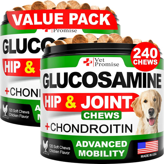 (2 Pack) Glucosamine for Dogs - 240 Ct - Hip and Joint Supplement for Dogs