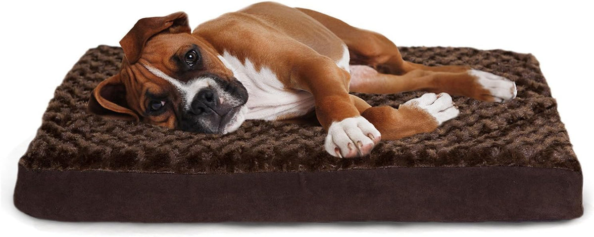 Furhaven Cooling Gel Dog Bed for Large/Medium Dogs W/ Removable Washable Cover, for Dogs up to 55 Lbs - Ultra Plush Faux Fur & Suede Mattress - Gray, Large