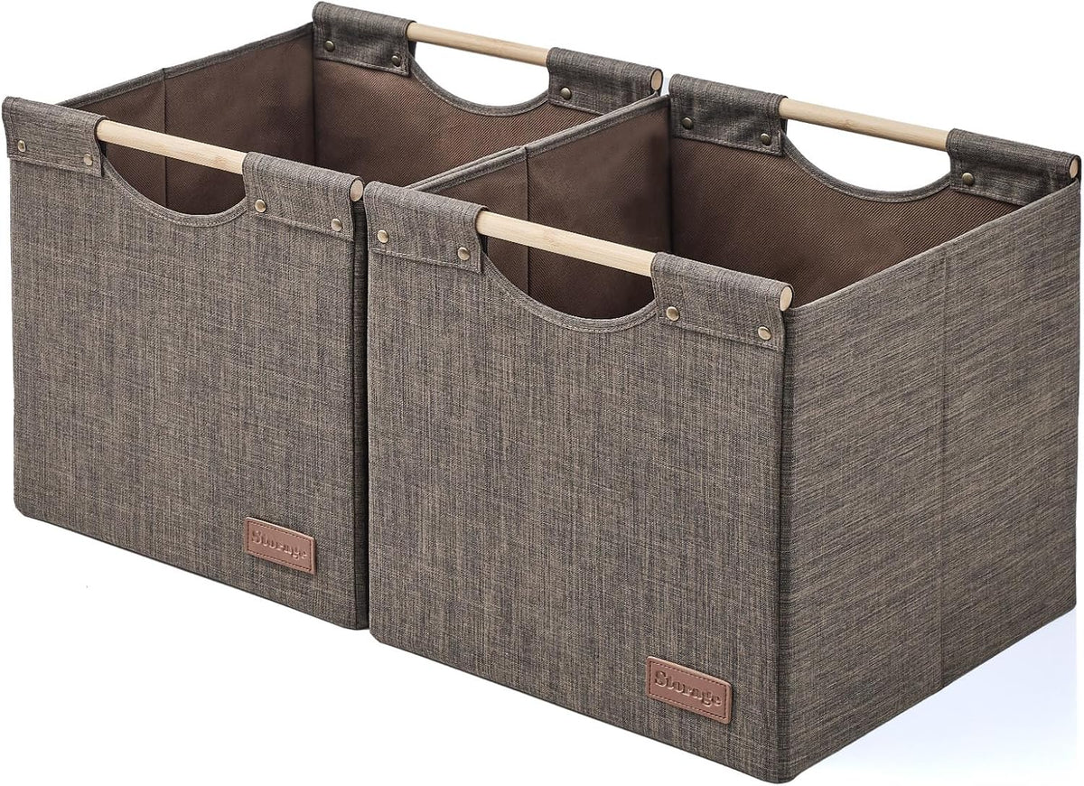 KAKAMAY Fabric Cube Storage Bin, Fits Kallax Shelf 13X15X13 2-Pack Brown