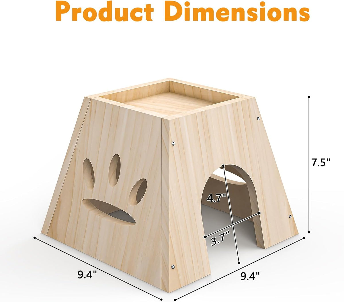 Xiaz Guinea Pig Hideout,Cute Guinea Pig House,Sturdy Small Animal House with Large Front Cave, Side Ventilation Holes, Thick Durable Wood,Habitat Hideout for Dwarf Rabbit, Hamster, Chinchilla