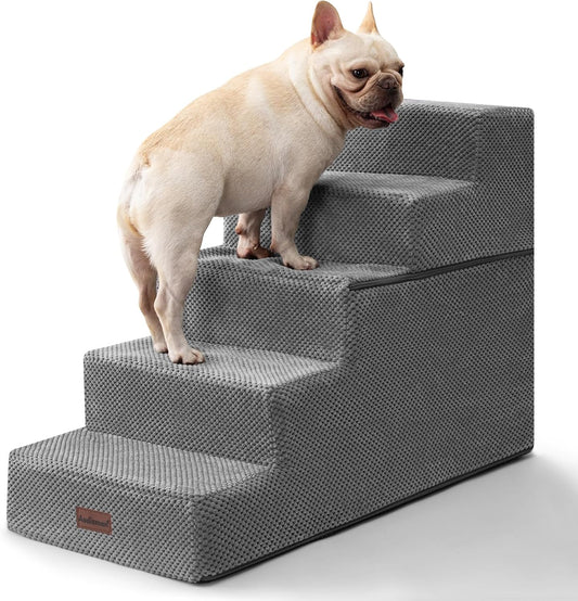 Aodisman Dog Stairs for High Beds 22.6" H, 5-Step Pet Steps for Small Dogs