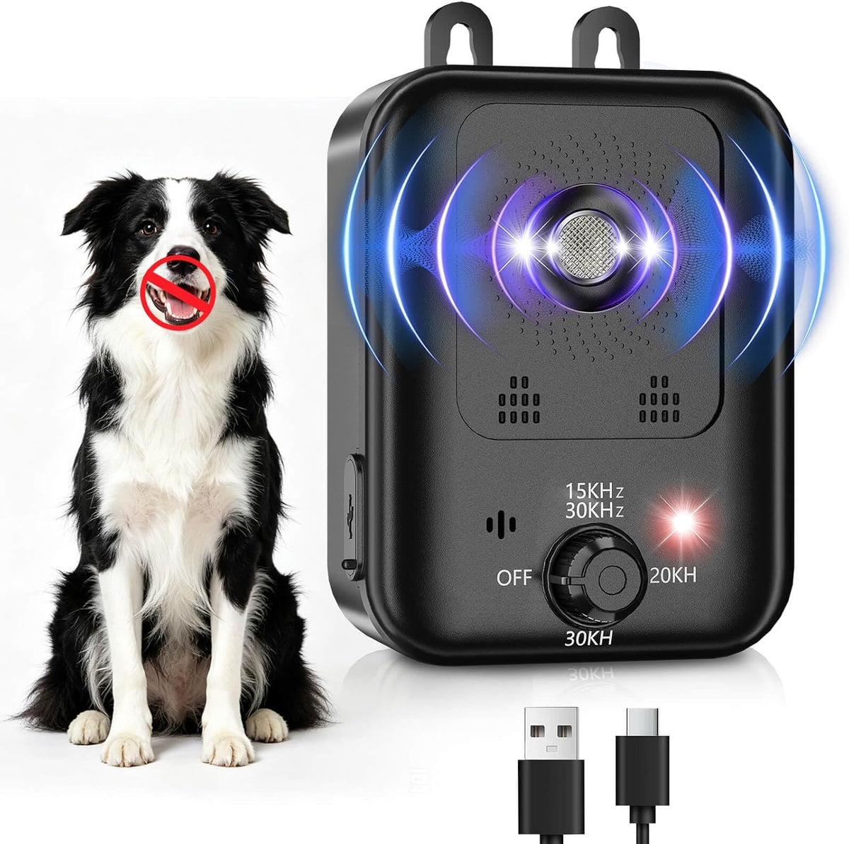 All Weather Outdoor anti Barking Device, 3 Modes Ultrasonic Bark Corrector, Rechargeable Long Range IPX4 Waterproof Pet Training Tool