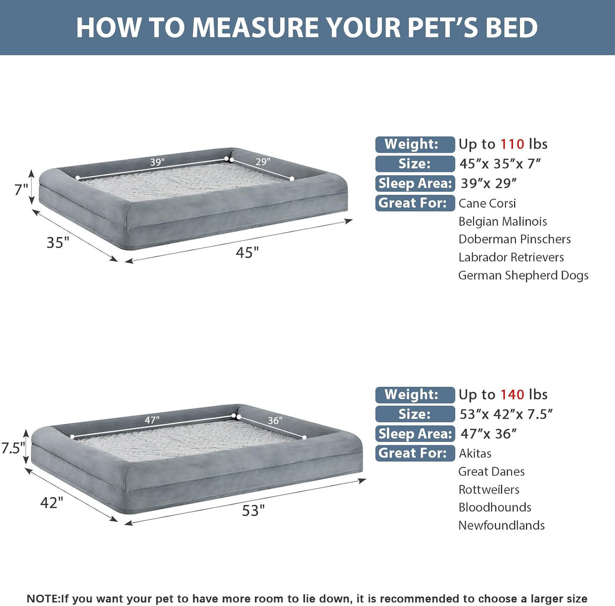 WNPETHOME XXL Extra Large Orthopedic for Senior Dog Bedcomfy Sleeping
