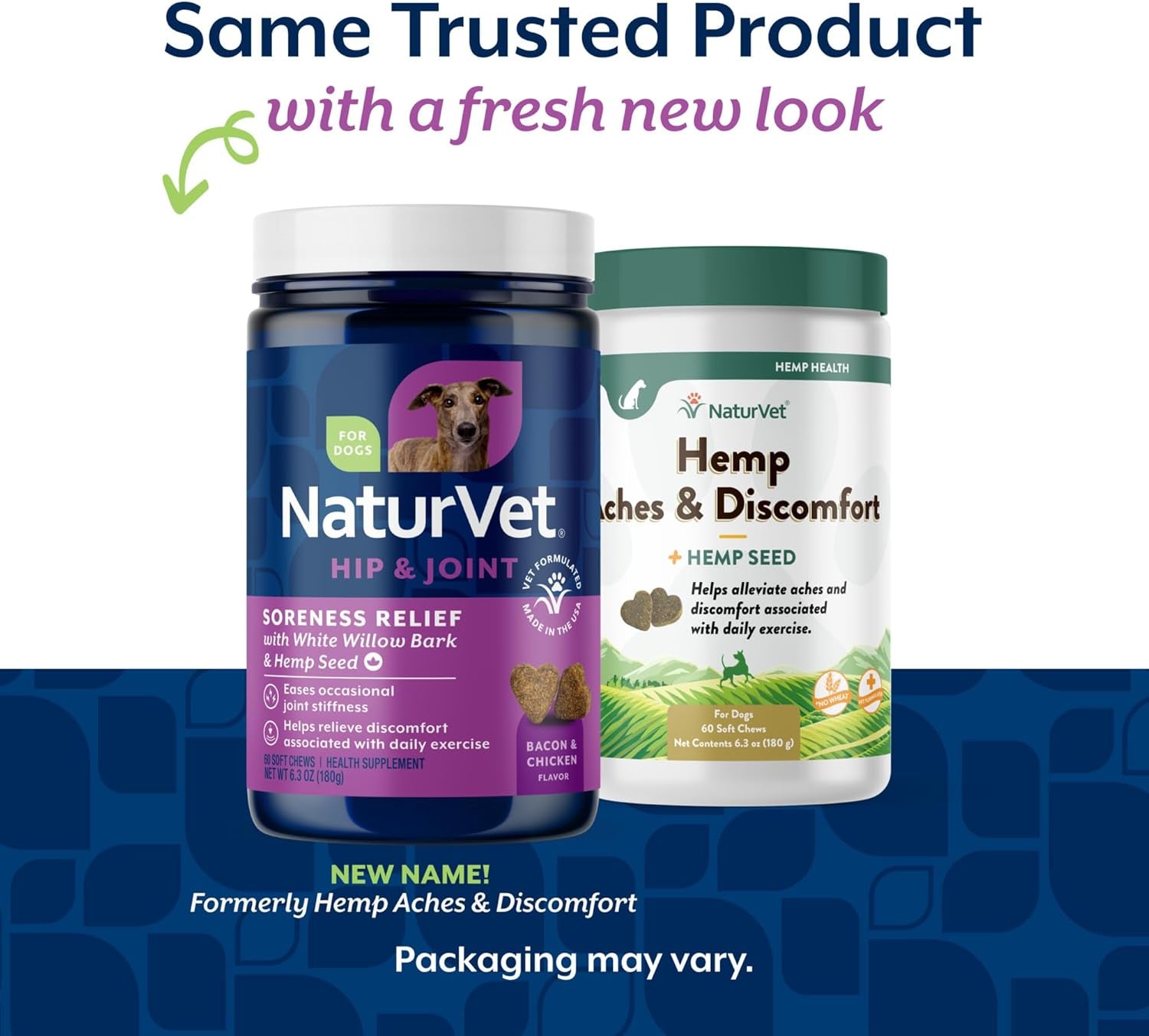 Naturvet Hemp Aches & Discomfort plus Hemp Seed for Dogs, 60 Ct Soft Chews, Made in the USA