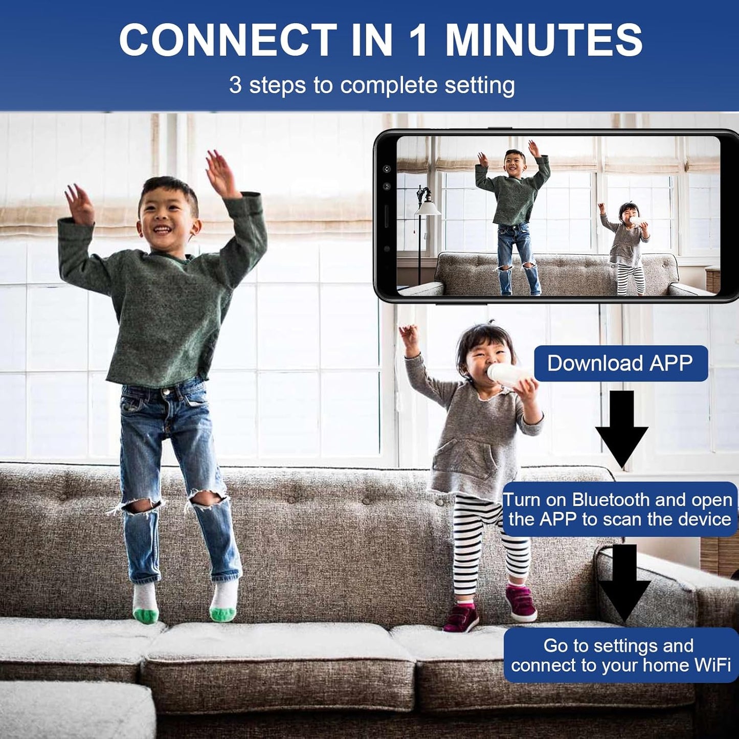 Senri 3 Pack Mini Security Camera, 1080P HD Wifi Home Indoor Outdoor Camera for Baby/Pet/Nanny, IP Camera Remote Viewing for Security with Ios,Android Phone App(Video Only)