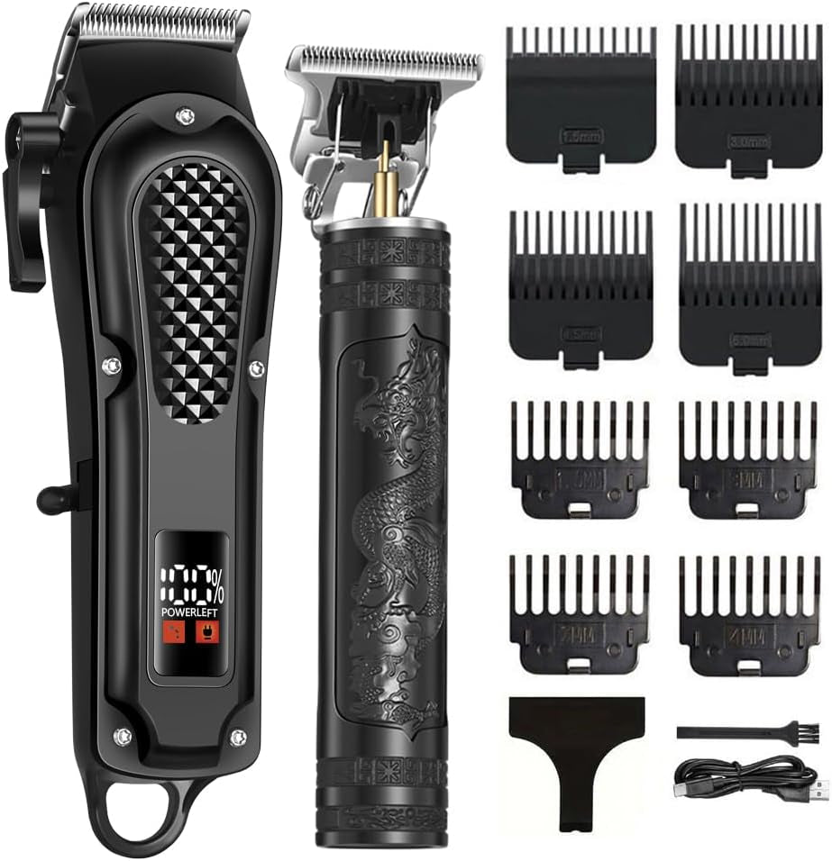 LCD Cordless Hair Clippers for Men, Beard Trimmer & Hair Cutting Kit