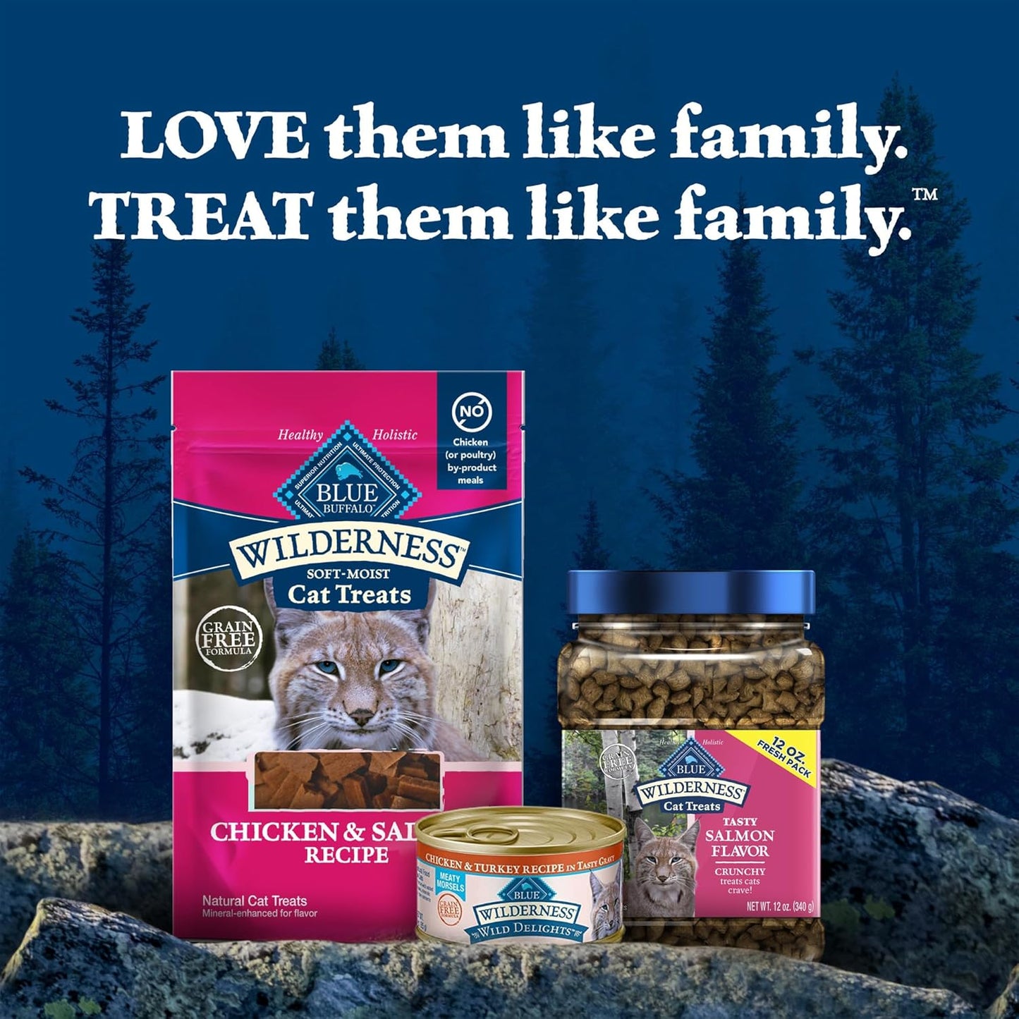 Blue Buffalo Wilderness Crunchy Cat Treats, Made with Natural Ingredients, Tasty Salmon Flavor, 12-Oz Tub
