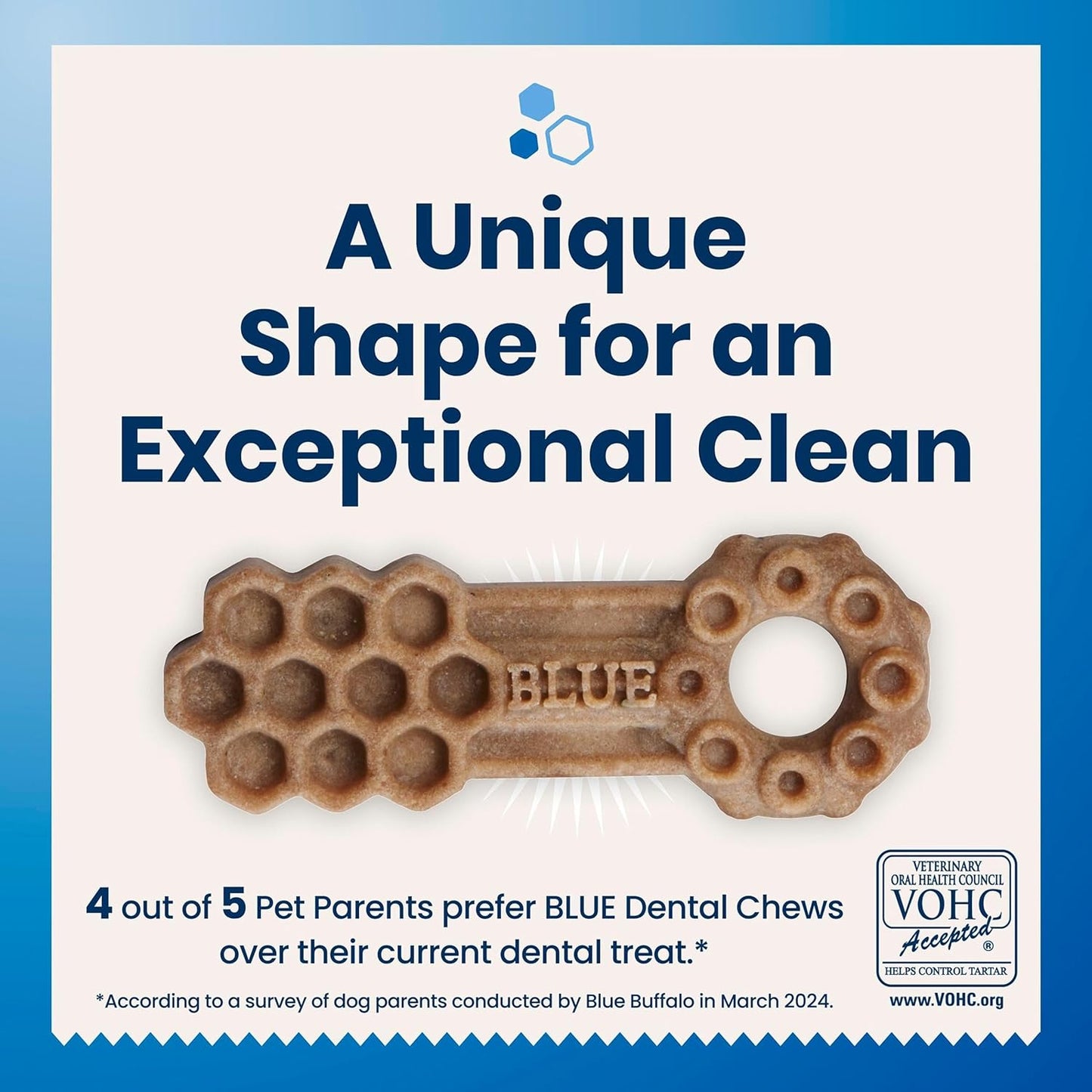 Blue Buffalo Medium Dental Chews for Dogs, Daily Dental Care Dog Treats Made in the USA with Natural Ingredients, Chicken & Spearmint (14 Count)