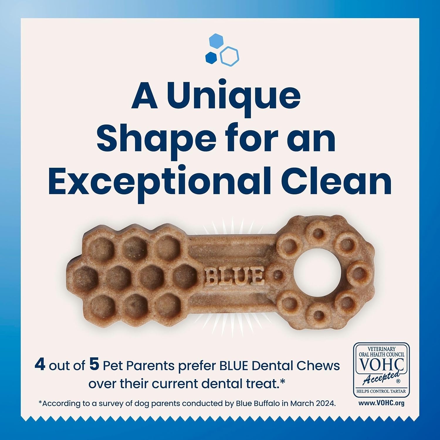 Blue Buffalo Medium Dental Chews for Dogs, Daily Dental Care Dog Treats Made in the USA with Natural Ingredients, Chicken & Spearmint (14 Count)