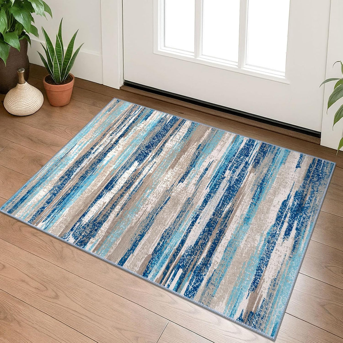 Lansny Abstract 2X3 Area Rug Small Washable Entryway Rug Non Slip Door Mat