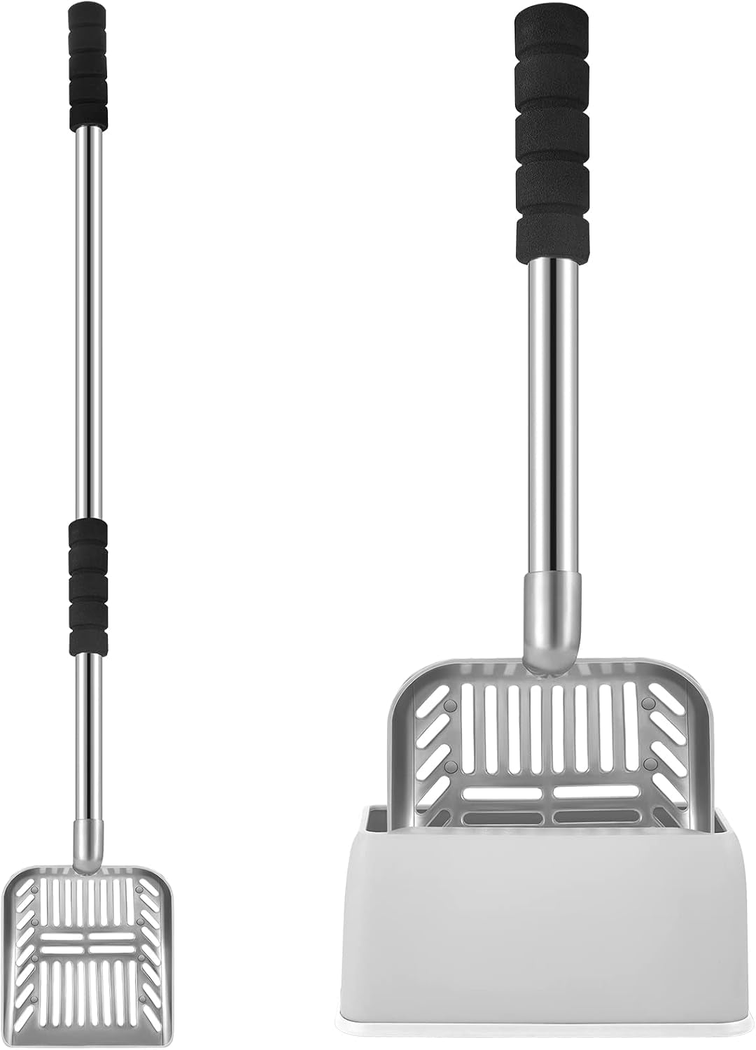 32 Inch Cat Litter Scooper Metal Long Handle Cat Litter Scoop, Gray
