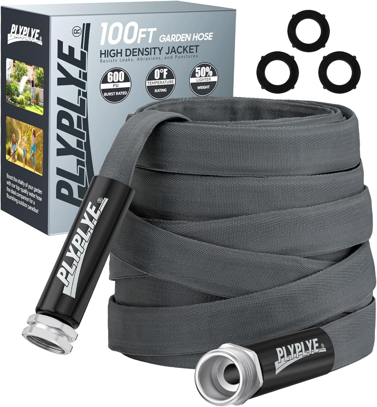 Garden Hose 100Ft, Ultra-Light & Flexible Water Hose, Gray