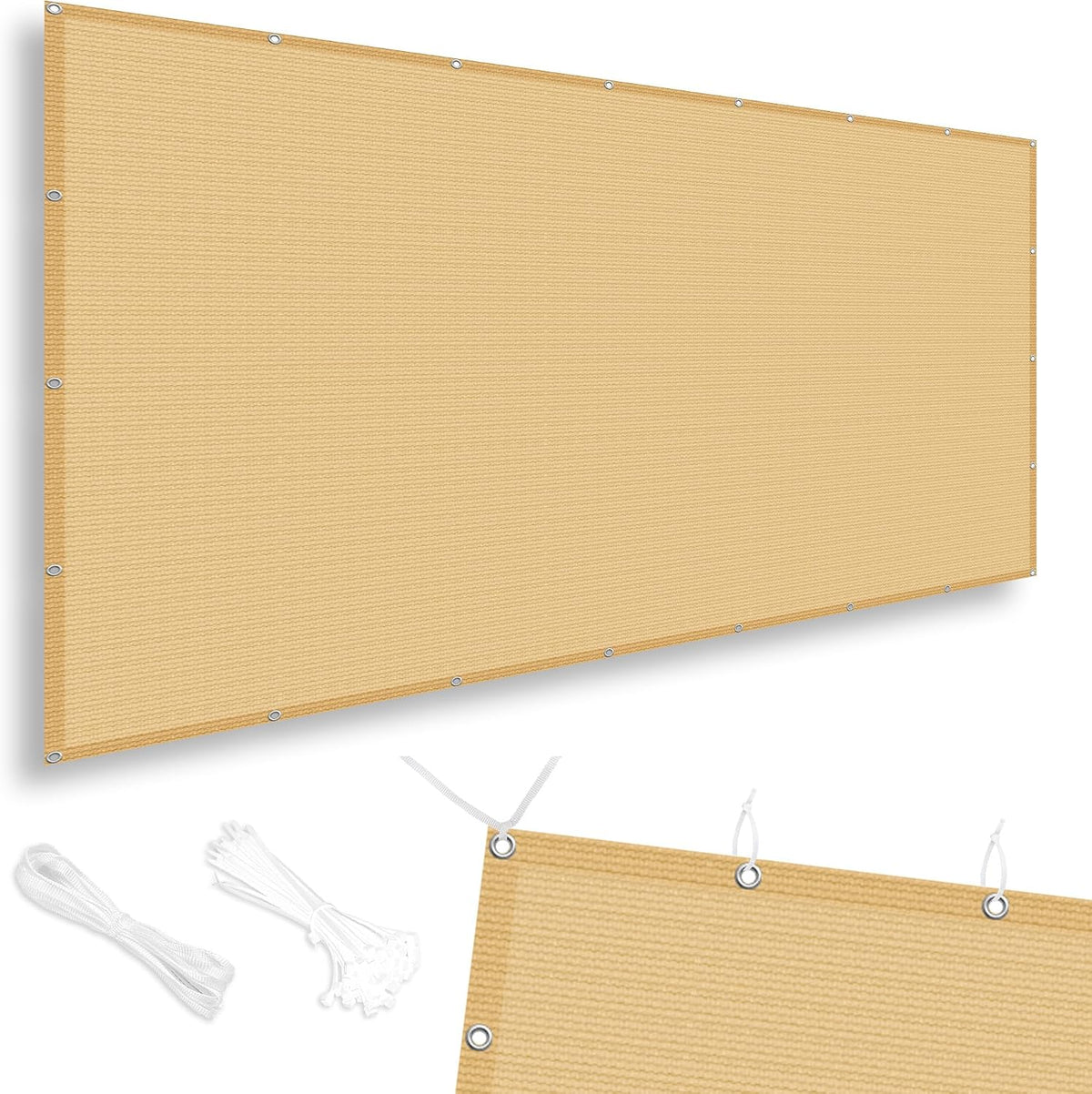 SUNNY GUARD 90% Sun Shade Cloth 6'X10' Shade Cover Tarp, Sand