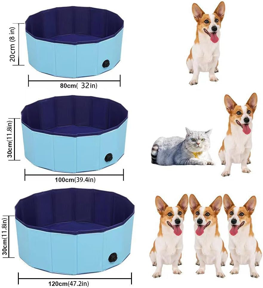 Dog Pool Foldable Pet Pool Dog Swimming Pool Pet Swimming Pool PVC Non-Slip for All Kinds of Pets (32X8In)