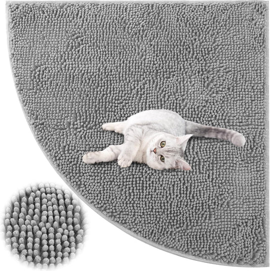Tinideya Corner Cat Litter Mat Trapping Waterproof Non Slip, Light Gray