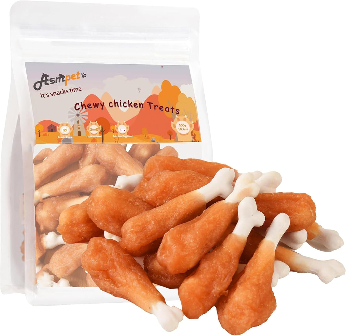Dog Treats Chews Rawhide Free Chicken Calcium Bone Snacks 10.6OZ