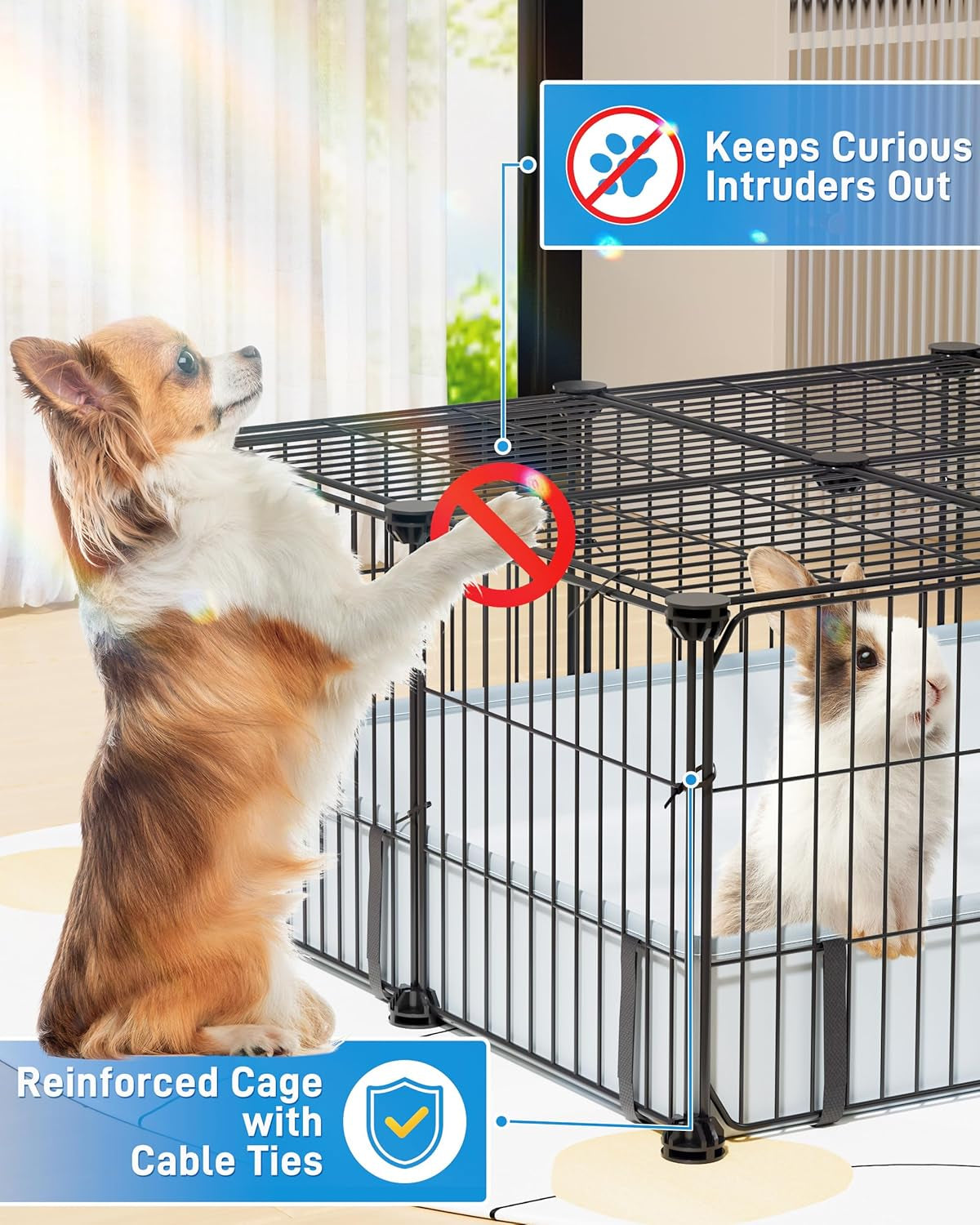 BUCATSTATE Guinea Pig Cages for 2, 20 Panels Guinea Pigs Playpen with Waterproof Mat, Metal Rabbit Cage Indoor for Hedgehogs, Quail, Chickens (56" L X 24" W X 12" H)